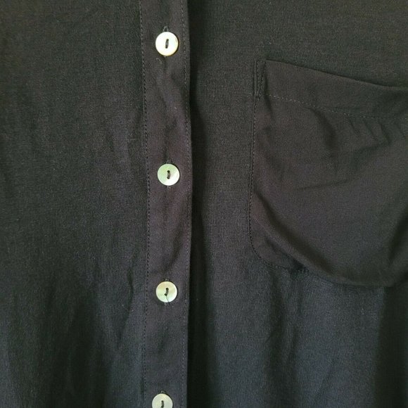 Andeawy Women’s Medium Shell Button Up Long Sleeve Blouse Black - Picture 3 of 6